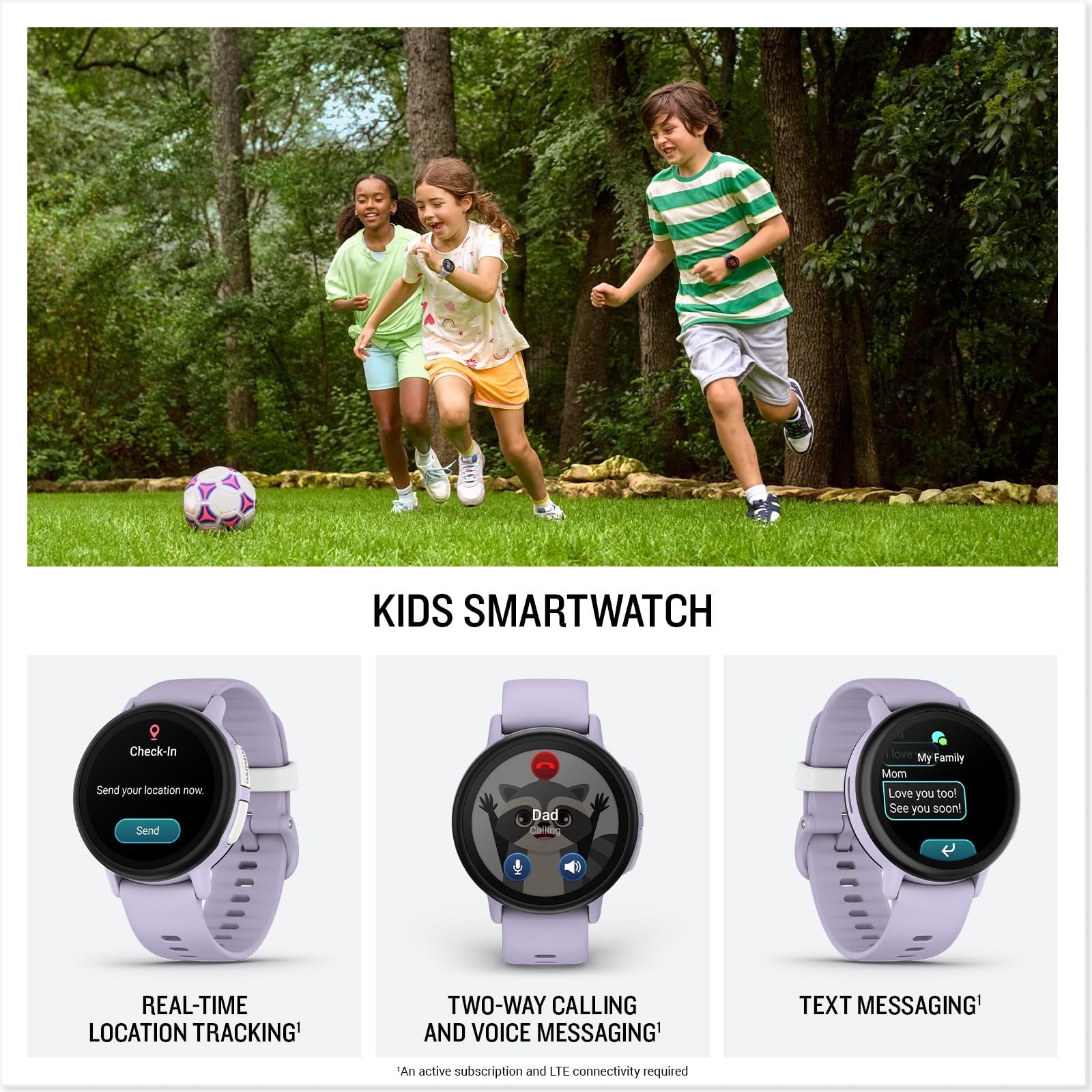 Garmin Bounce 2 Kids Smartwatch with Calling, Light Purple