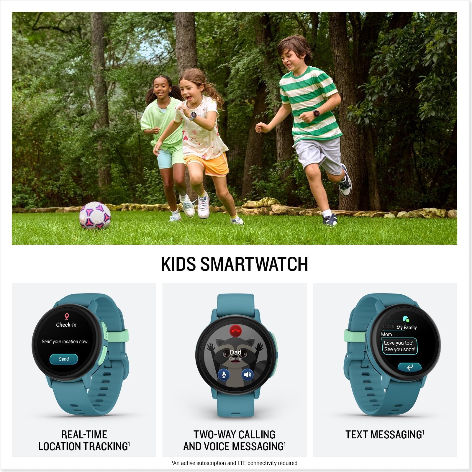Garmin Bounce 2 Kids Smartwatch with Calling, Turquoise
