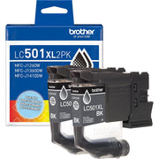 Brother Genuine LC501XL2PK Twin Pack High Yield Black Ink Cartridges