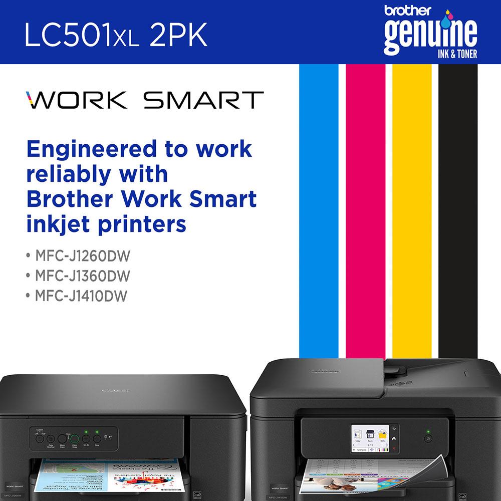 Brother Genuine LC501XL2PK Twin Pack High Yield Black Ink Cartridges