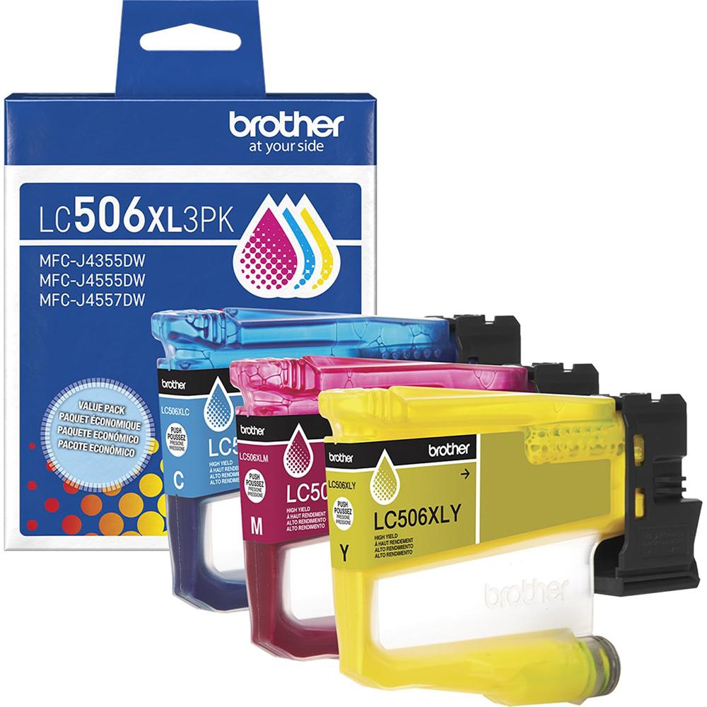 Brother Genuine LC506XL3PKS 3-Pack High Yield Color Ink Cartridges - Cyan/Magenta/Yellow