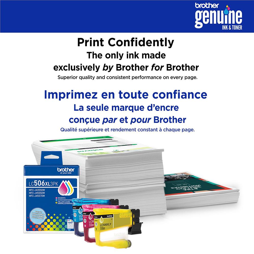 Brother Genuine LC506XL3PKS 3-Pack High Yield Color Ink Cartridges - Cyan/Magenta/Yellow