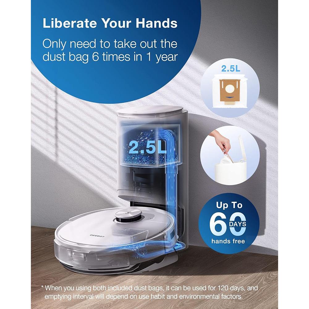 ECOVACS DEEBOT TEO+ Robot Vacuum and Mop Combo, Auto-Empty, 3000Pa Suction