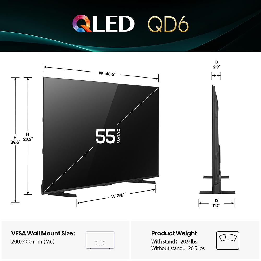 Hisense 55 inch QD6 Series QLED 4K UHD HDR Smart Fire TV (2025)