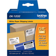 Brother DK1202 2.4 in x 3.9 in (62 mm x 100 mm) Shipping White Paper Labels (300 Labels)