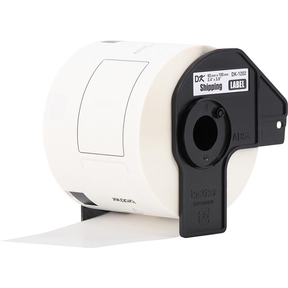 Brother DK1202 2.4 in x 3.9 in (62 mm x 100 mm) Shipping White Paper Labels (300 Labels)