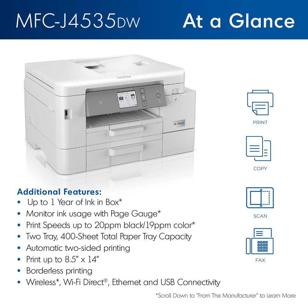 Brother MFC-J4535DW INKvestment All-in-One Color Inkjet Printer