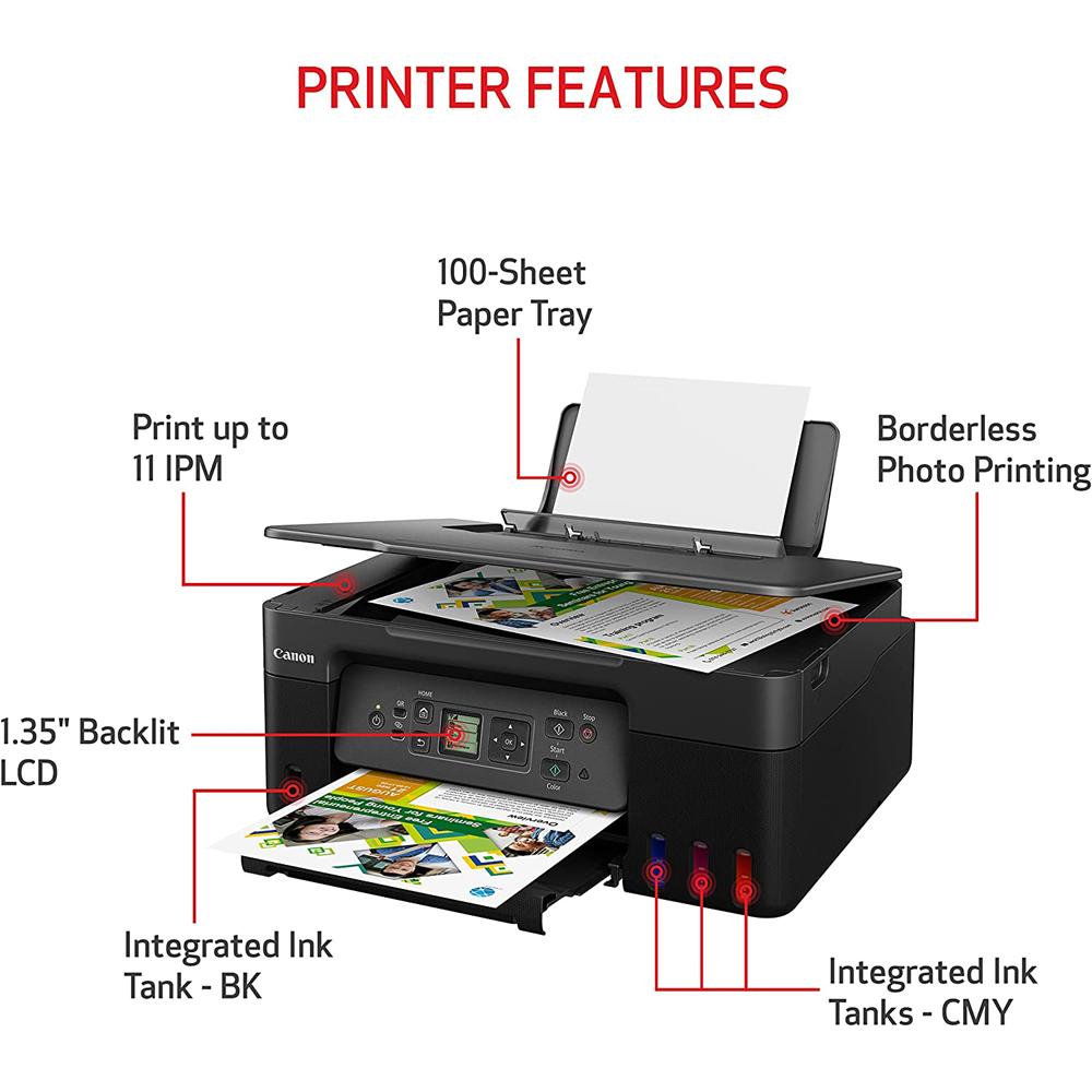 Canon PIXMA G3270 Wireless MegaTank All-in-One Printer with Essentials and Cable