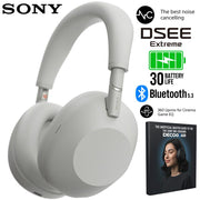 Sony Best Noise Canceling Headphones, Platinum Silver w/ Deco Master Guide Bundle