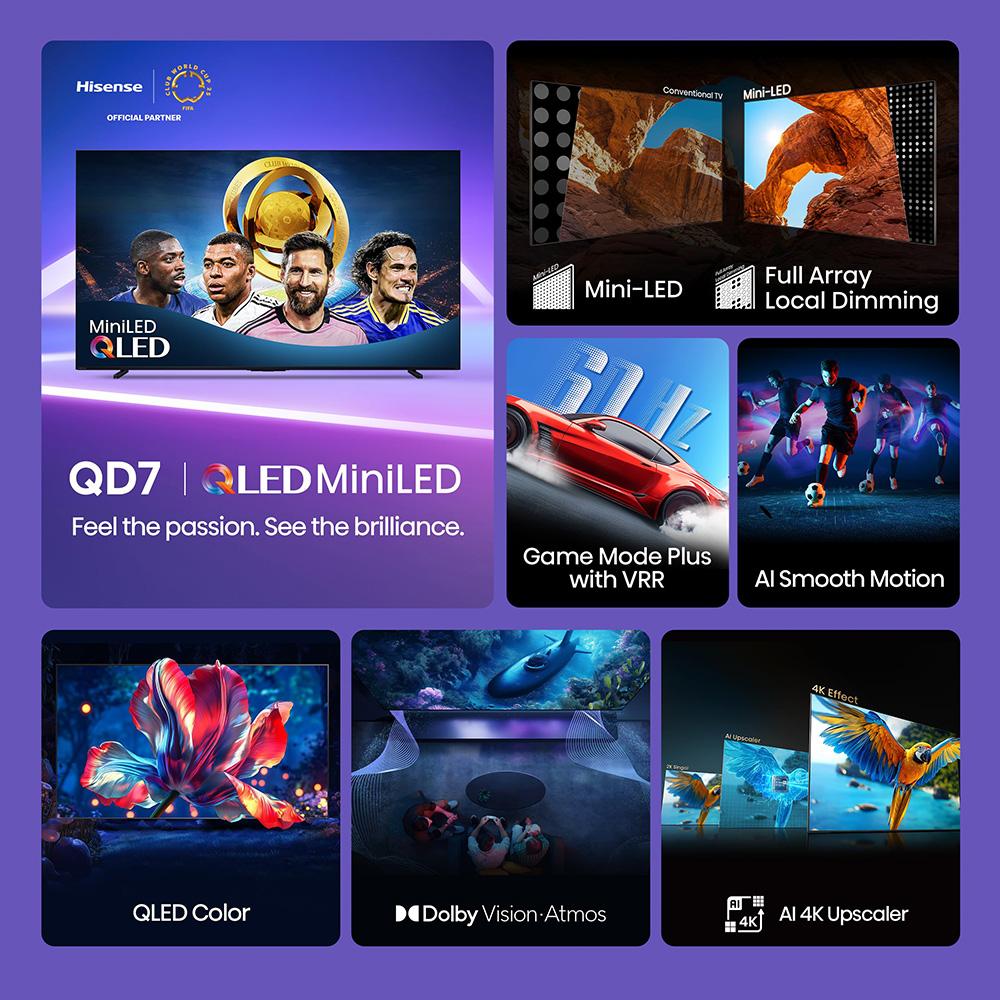 Hisense 55" QD7 Series MiniLED QLED 4K UHD HDR Smart Fire TV - Refurbished