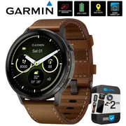 Garmin Venu 4,45 mm Smartwatch, Slate with Black Band + 2YR Warranty Bundle