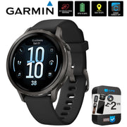 Garmin Venu 4, 41 mm GPS Smartwatch, Slate w/Black Silicone Band +2YR Warranty Bundle