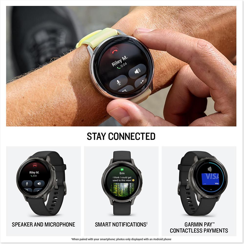 Garmin Venu 4, 41 mm GPS Smartwatch, Slate w/Black Silicone Band +2YR Warranty Bundle