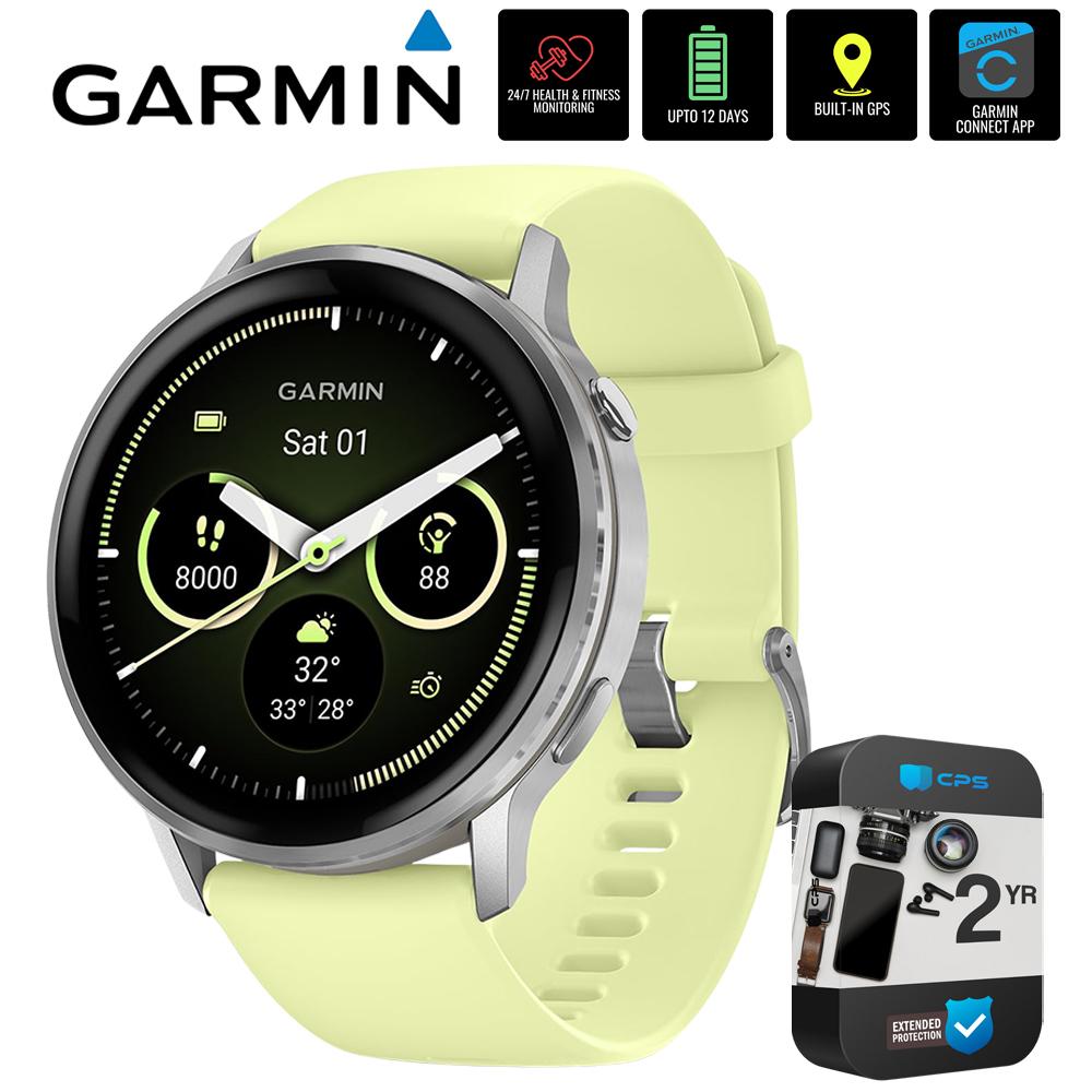 Garmin Venu 4 45 mm GPS Smartwatch, Silver w/ Citron Silicone band +2YR Warranty Bundle