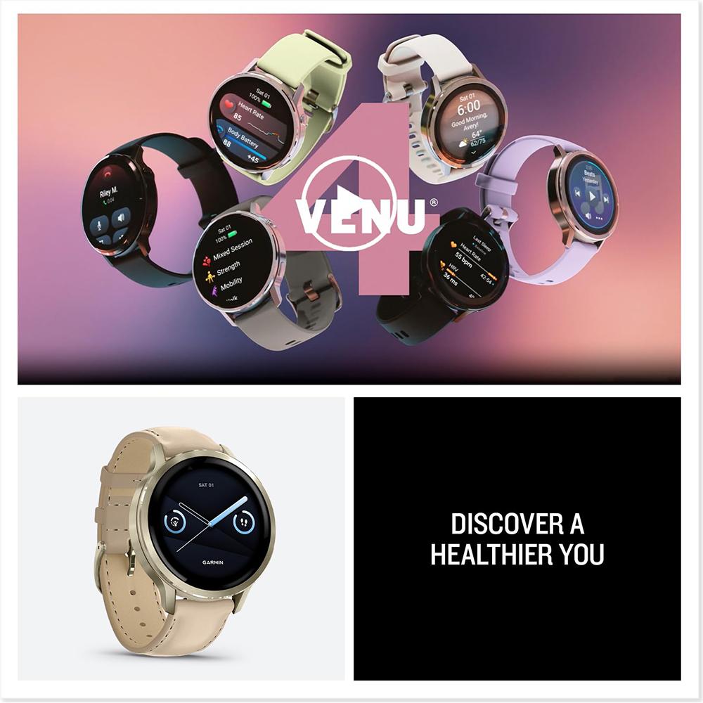 Garmin Venu 4, 41mm Smartwatch, Lunar Gold +2YR Warranty Bundle