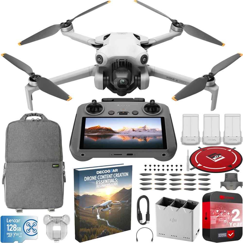 DJI Mini 4 Pro Drone Quadcopter Fly More Combo with RC 2 + Backpack Accessory Bundle