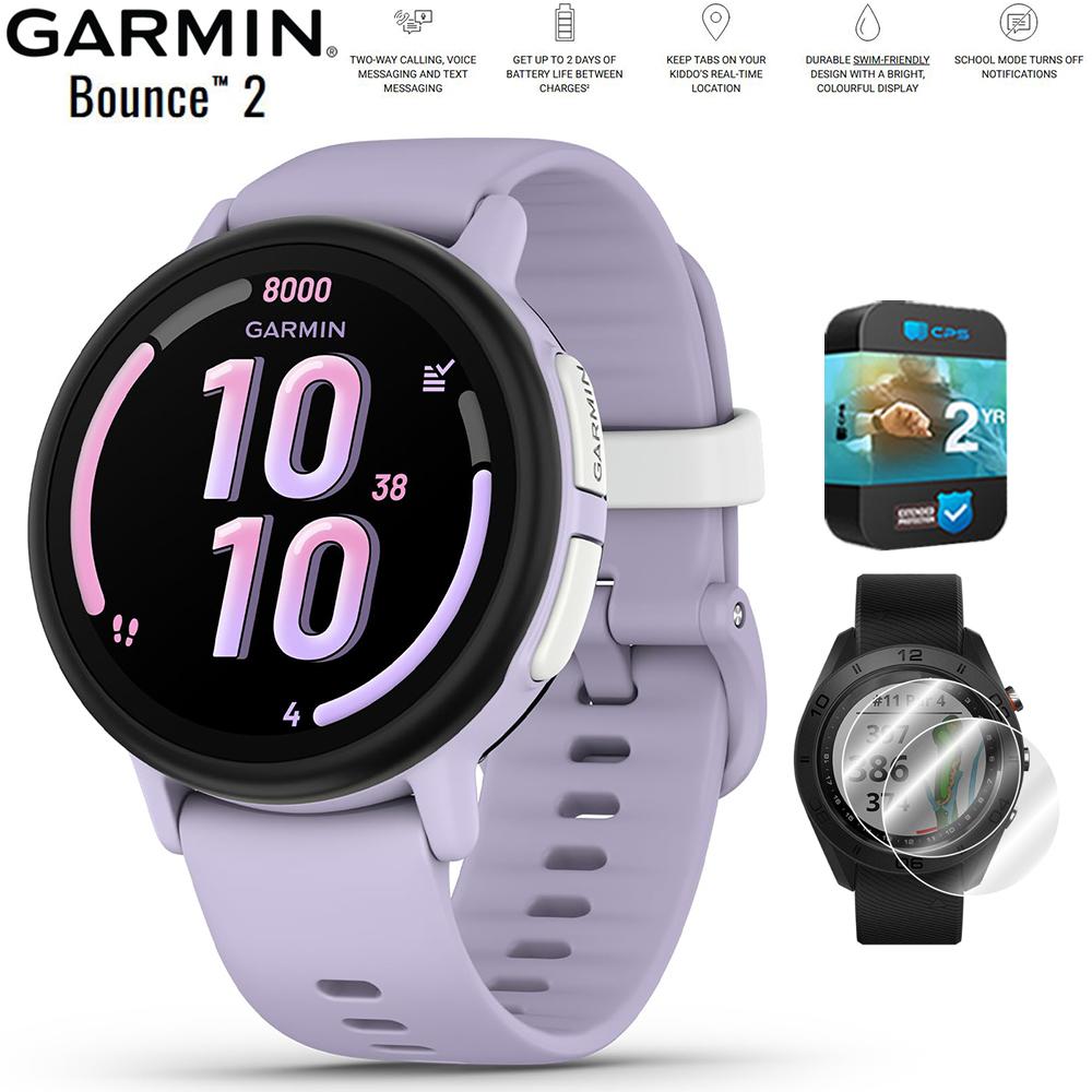 Garmin Bounce 2 Kids Smartwatch with Calling Light Purple+2 Year Warranty Bundle