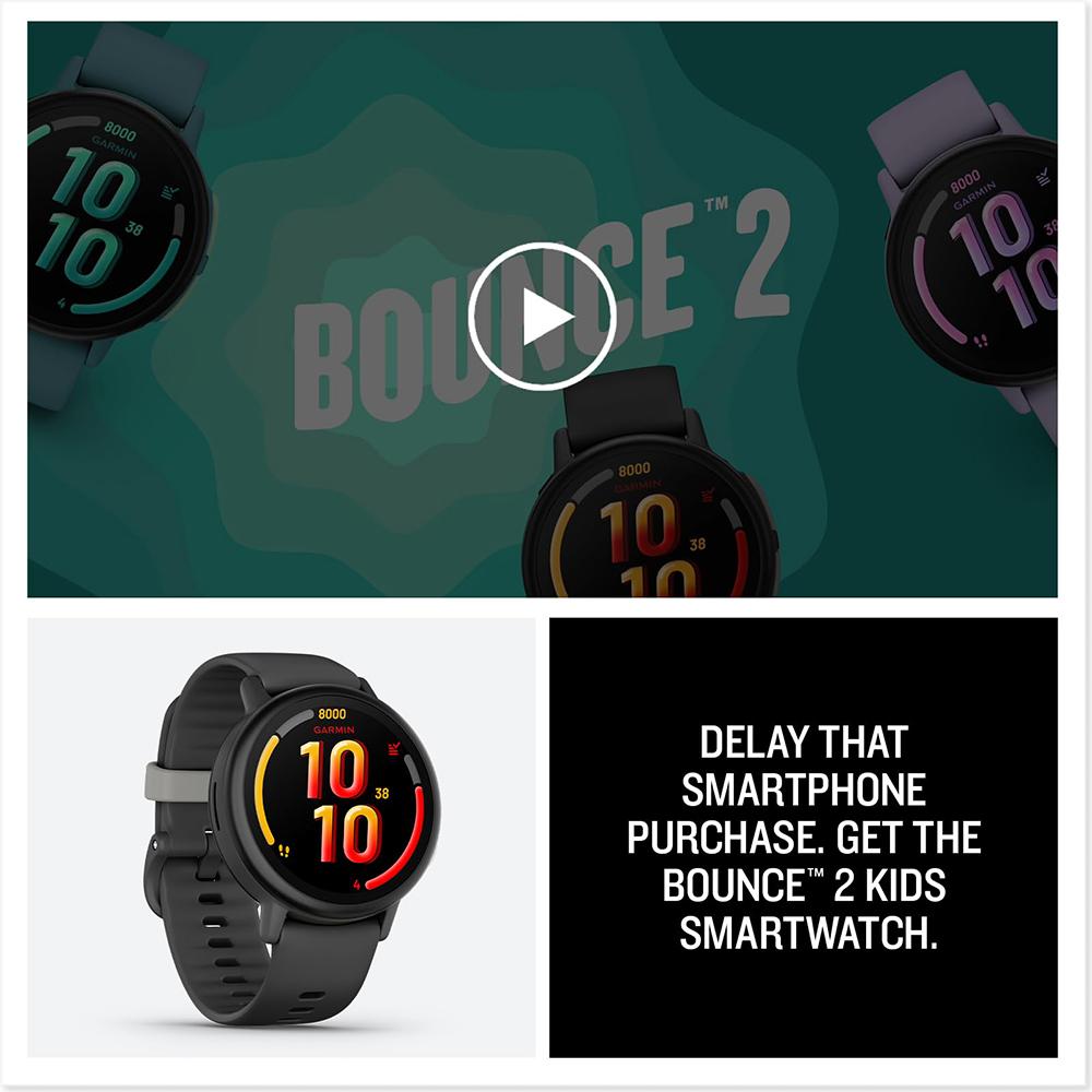 Garmin Bounce 2 Kids Smartwatch with Calling Slate Gray + 2 Year Warranty Bundle
