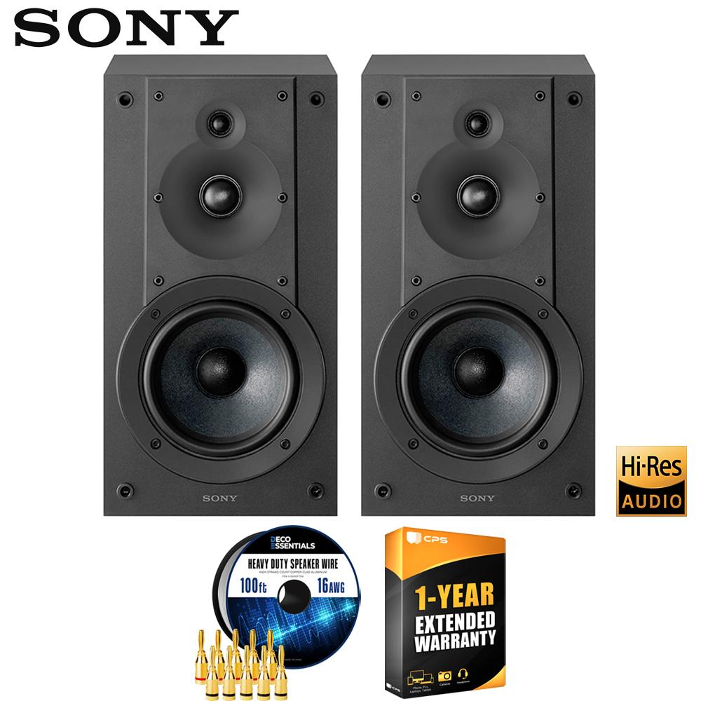 Sony 3-Way 3-Driver Hi-res Bookshelf Speakers (Pair) 2025 w/ 1 YR Warranty Bundle
