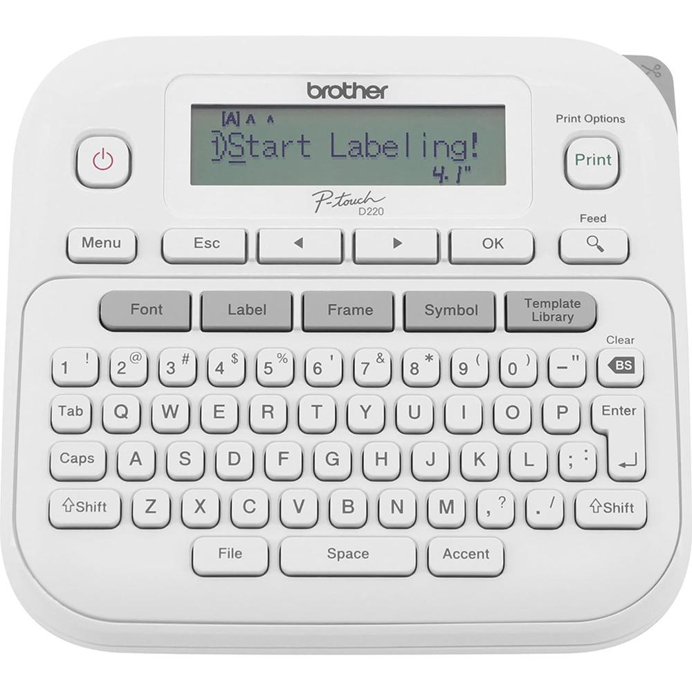 Brother PTD220 Home/Office Everyday Label Maker w/ White Laminated Label Tape