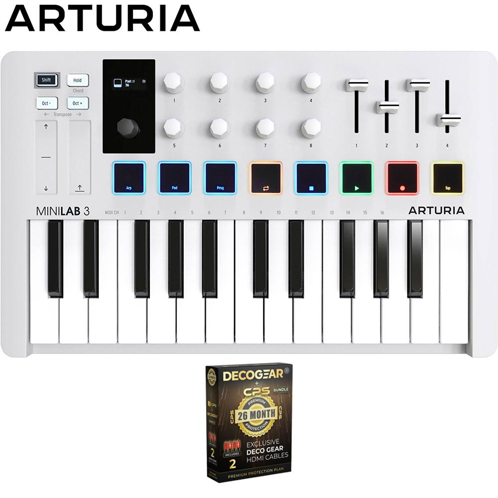 Arturia MiniLab 3 25-Key MIDI Controller Keyboard White with 26 Month Protection