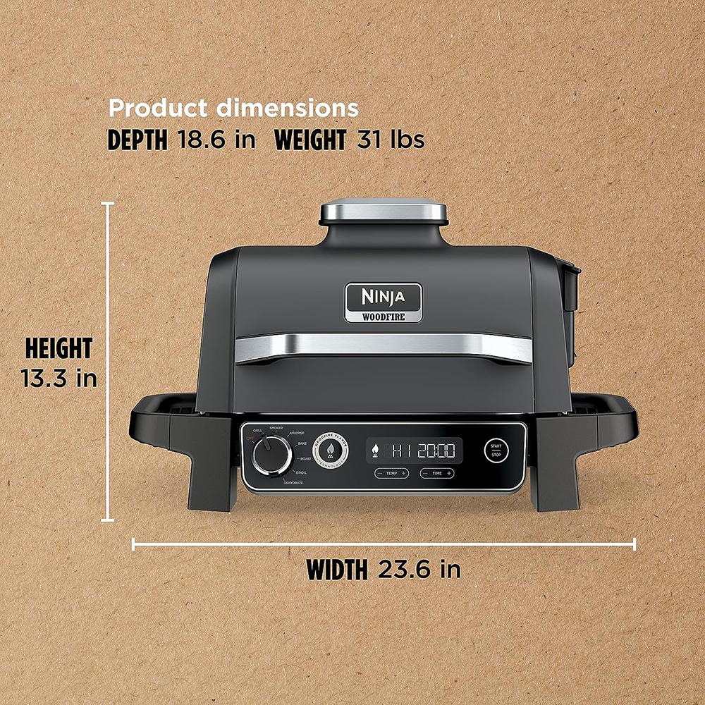 Ninja Woodfire Outdoor Grill and Smoker, Grey (OG701)