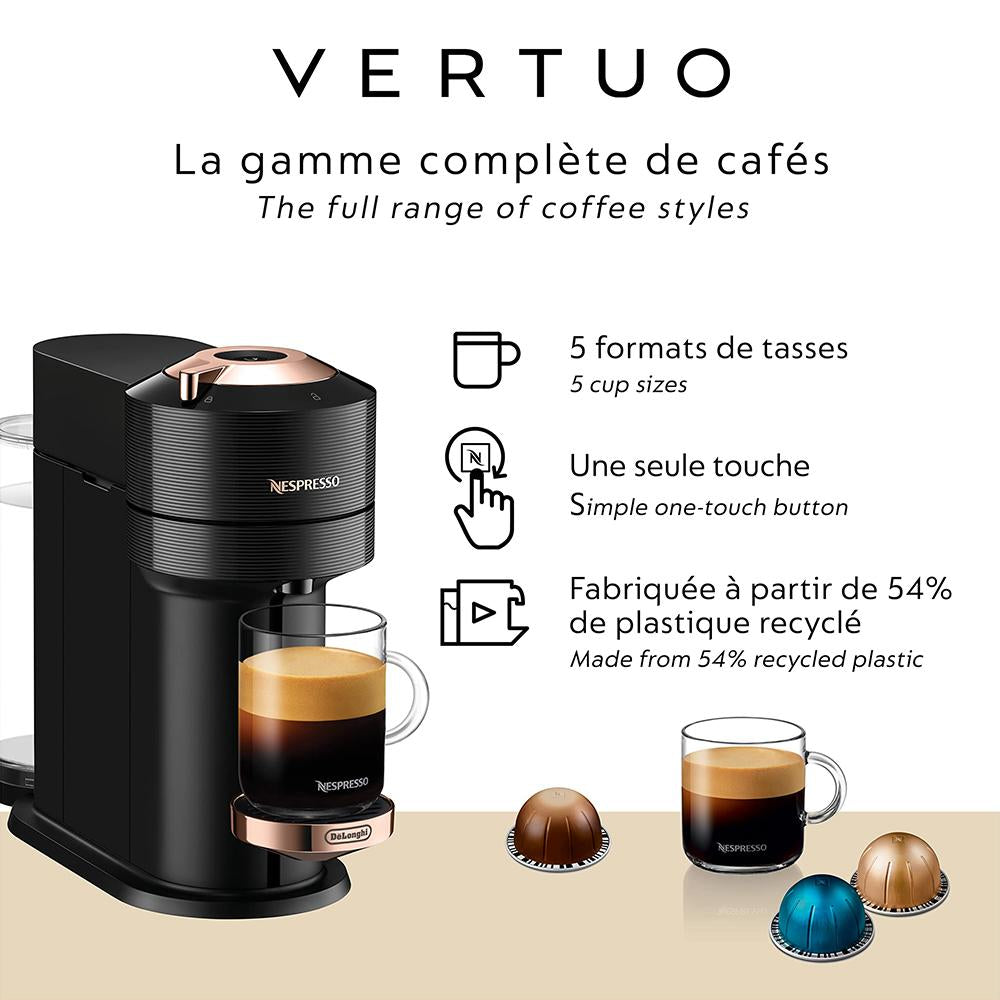 Nespresso Vertuo Next Coffee and Espresso Machine by De'Longhi Rose Gold