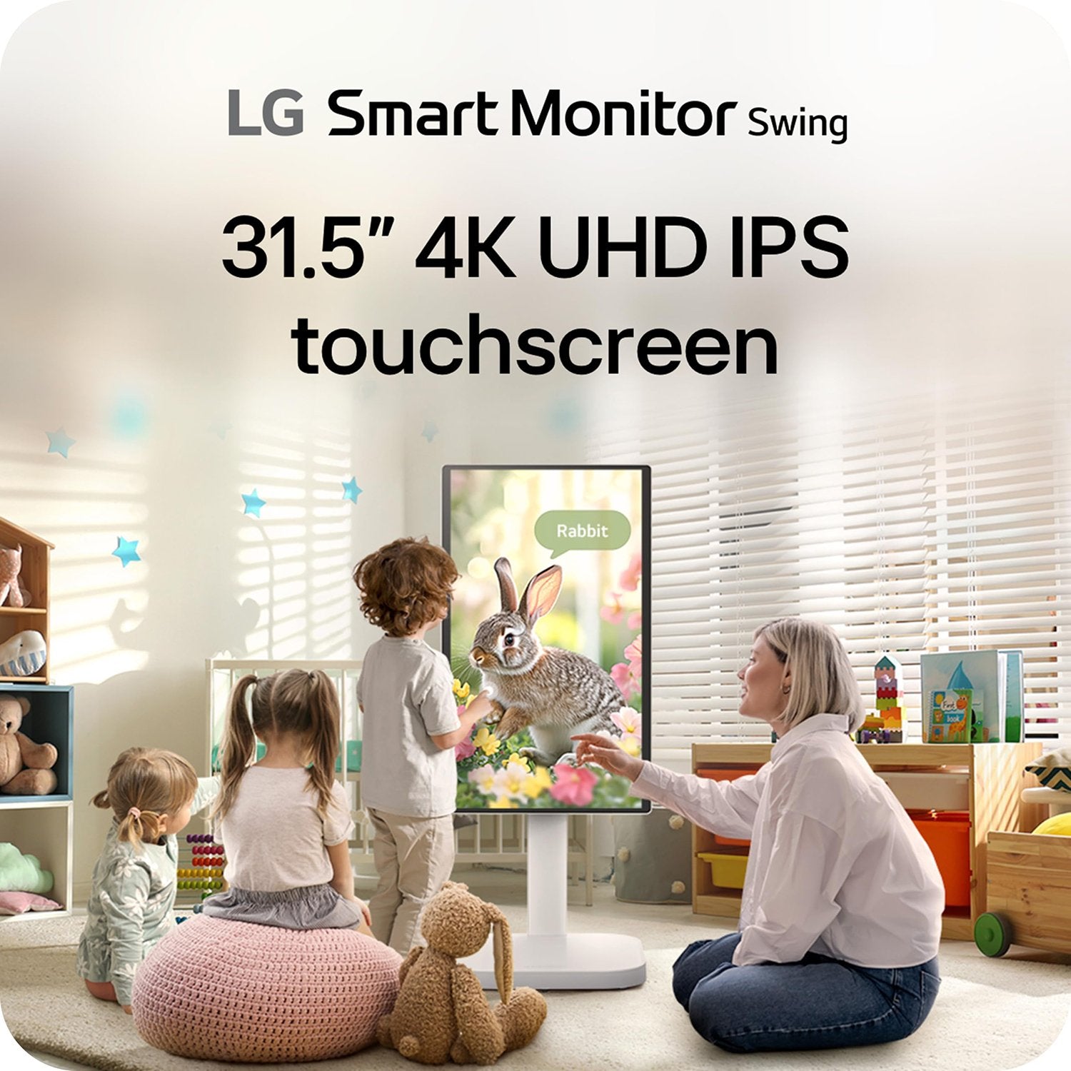 LG 32 Inch 4K UHD IPS Touchscreen Smart Monitor Swing with Rolling Stand