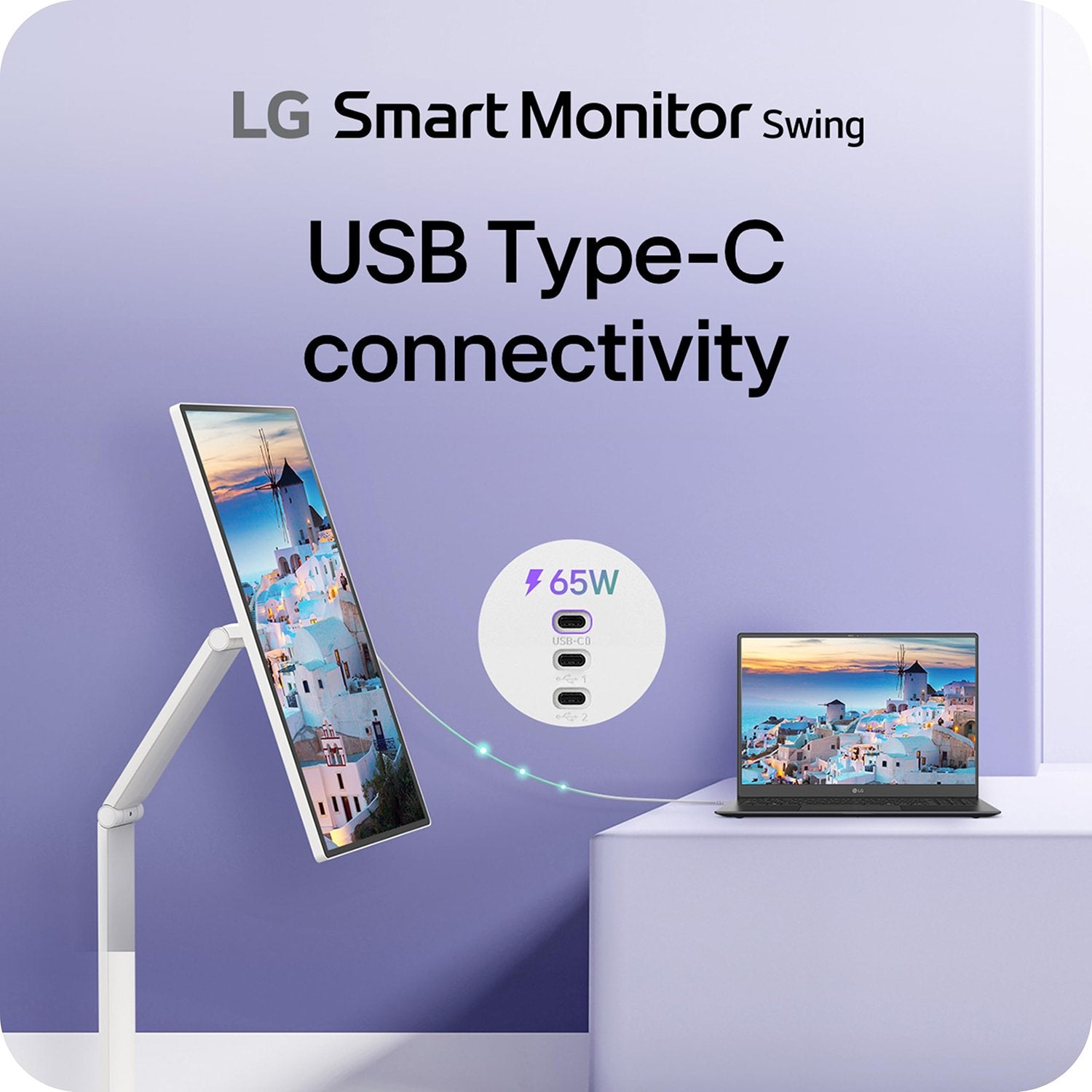LG 32 Inch 4K UHD IPS Touchscreen Smart Monitor Swing with Rolling Stand