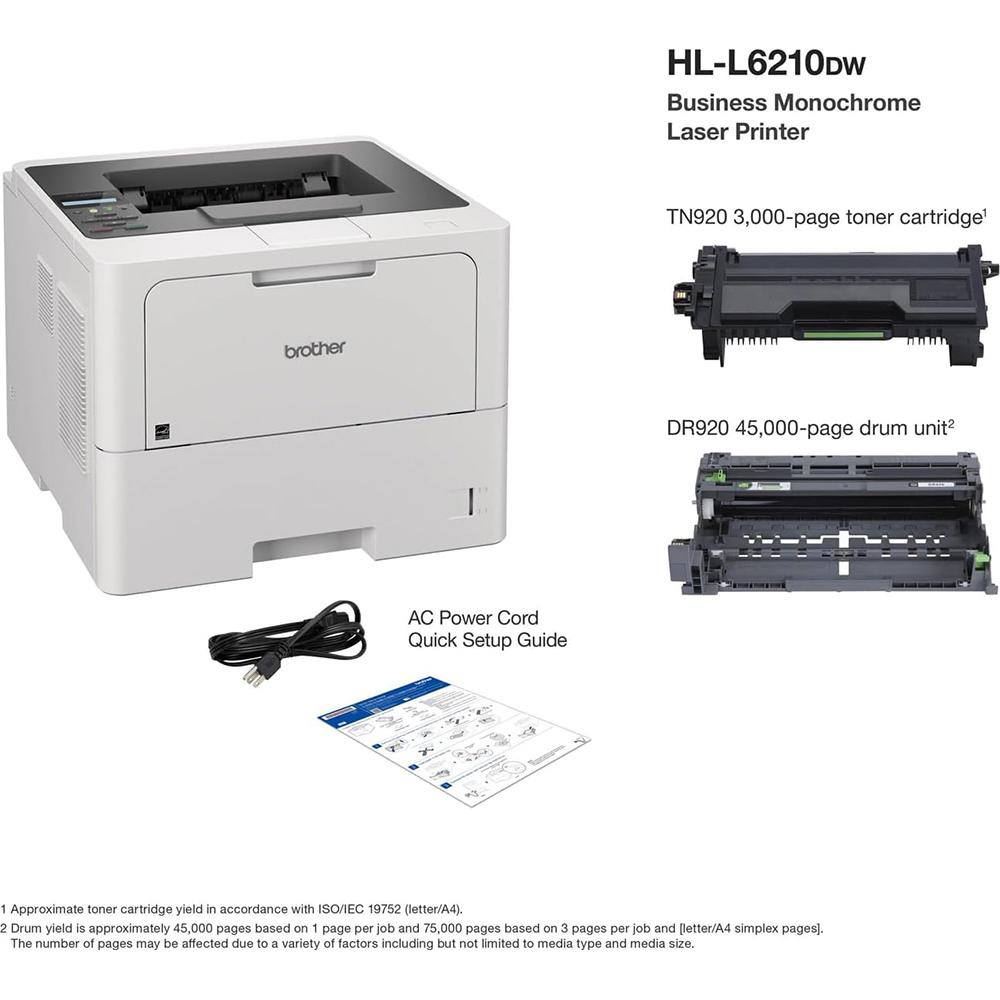 Brother HLL6210DW Business Monochrome Laser Printer +26 Months Protection Bundle