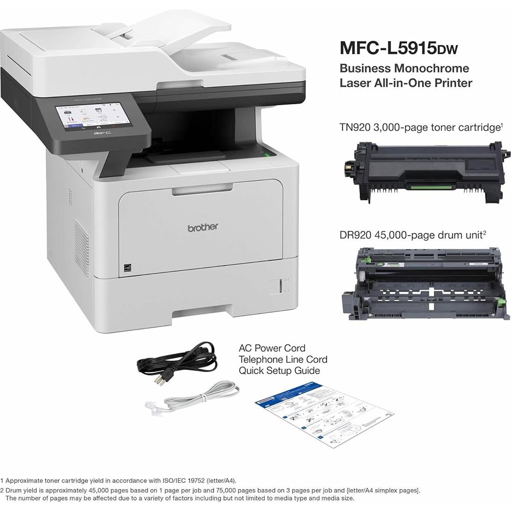 Brother Business Monochrome Laser All-in-One Printer + 26 Months Protection Bundle