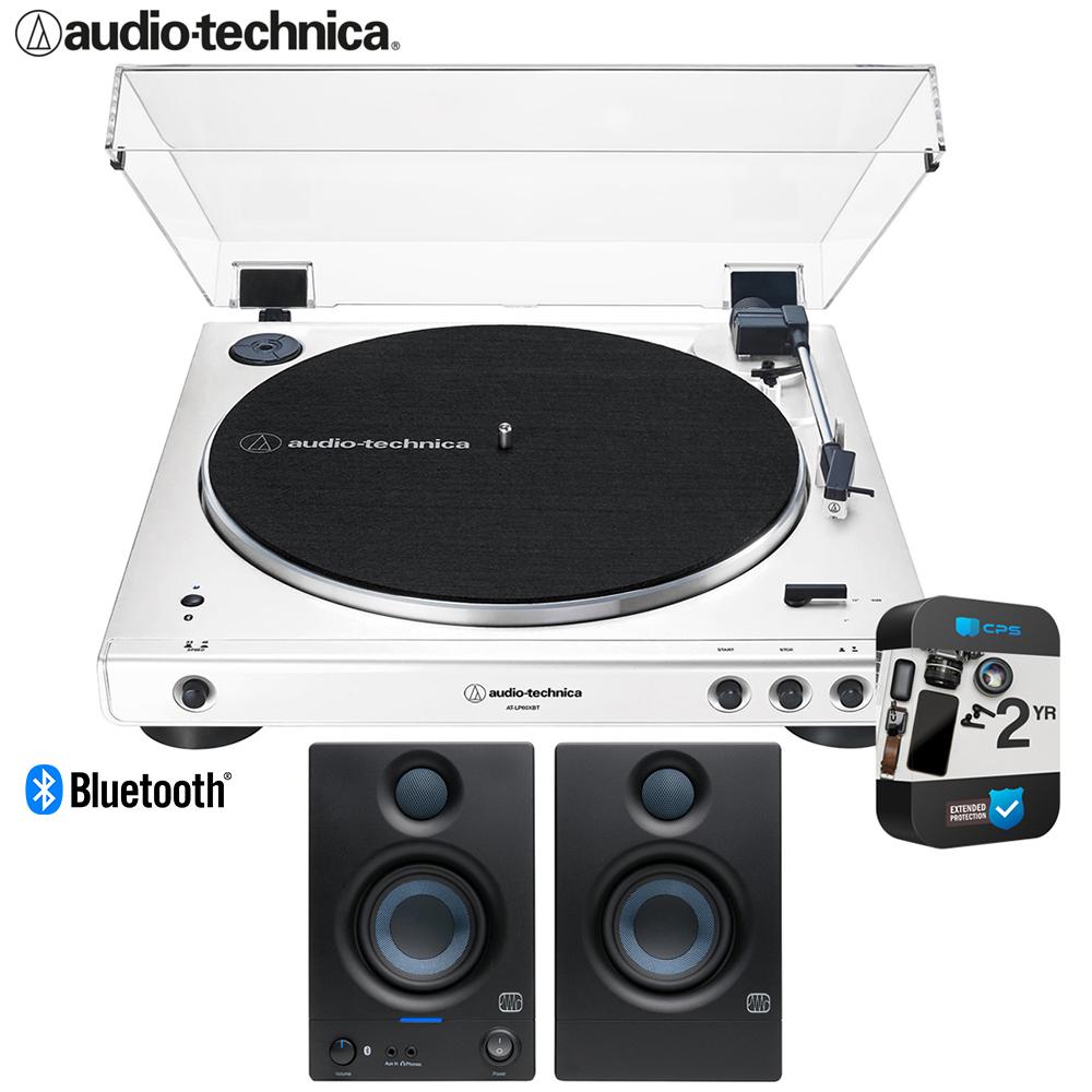 Audio-Technica AT-LP60XBT-WW Wireless Turntable + Eris 3.5BT Monitors + 2 YR Warranty Bundle