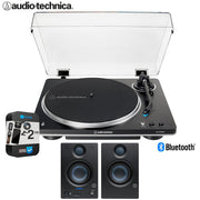 Audio-Technica AT-LP70XBT-BS Wireless Turntable + Eris 3.5BT Monitors + 2 YR Warranty Bundle