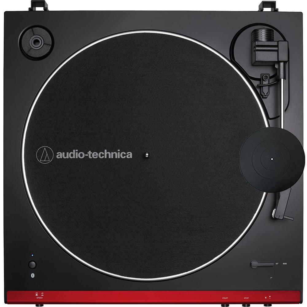 Audio-Technica Fully Automatic Belt-Drive Turntable Red/Black + Speakers Bundle