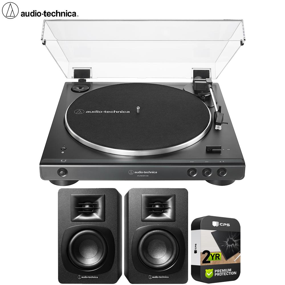 Audio-Technica Fully Automatic Belt-Drive Turntable with BT USB+Speakers Bundle