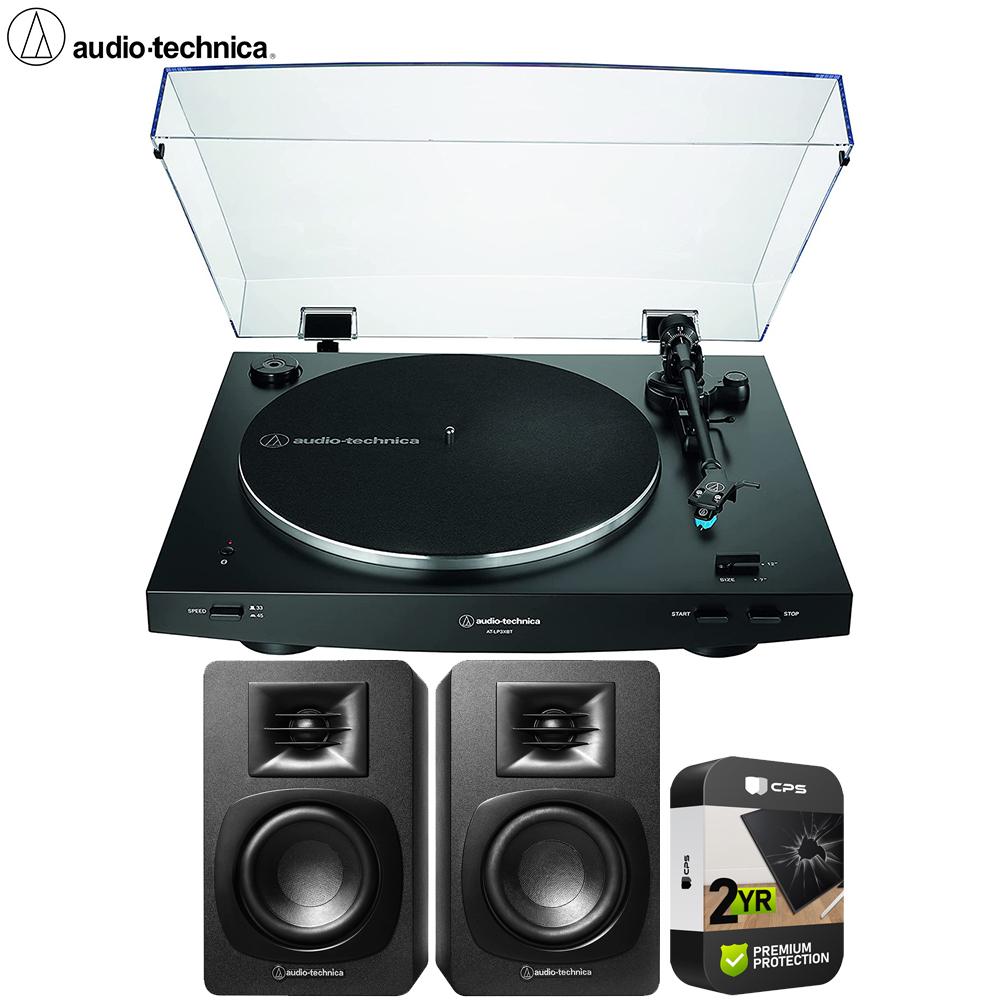 Audio-Technica Automatic Wireless Belt-drive Turntable Black + Speakers Bundle