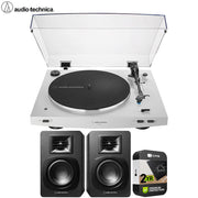 Audio-Technica Automatic Wireless Belt-drive Turntable White + Speakers Bundle