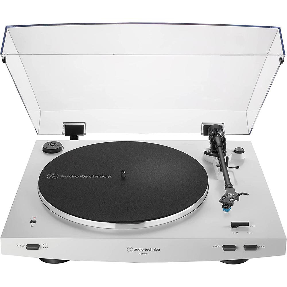 Audio-Technica Automatic Wireless Belt-drive Turntable White + Speakers Bundle