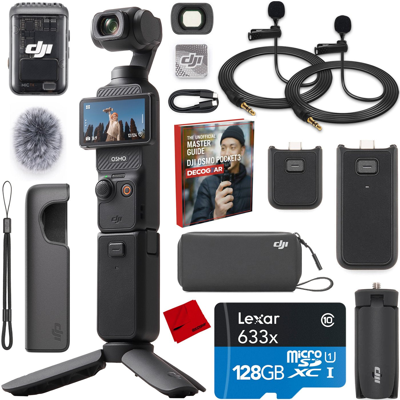 DJI Osmo Pocket 3 Creator Combo 3-Axis Stabilized 4K Gimbal Camera with 2 Mic Bundle