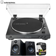 Audio-Technica Fully Automatic Belt-Drive Stereo Turntable Black Speaker Bundle