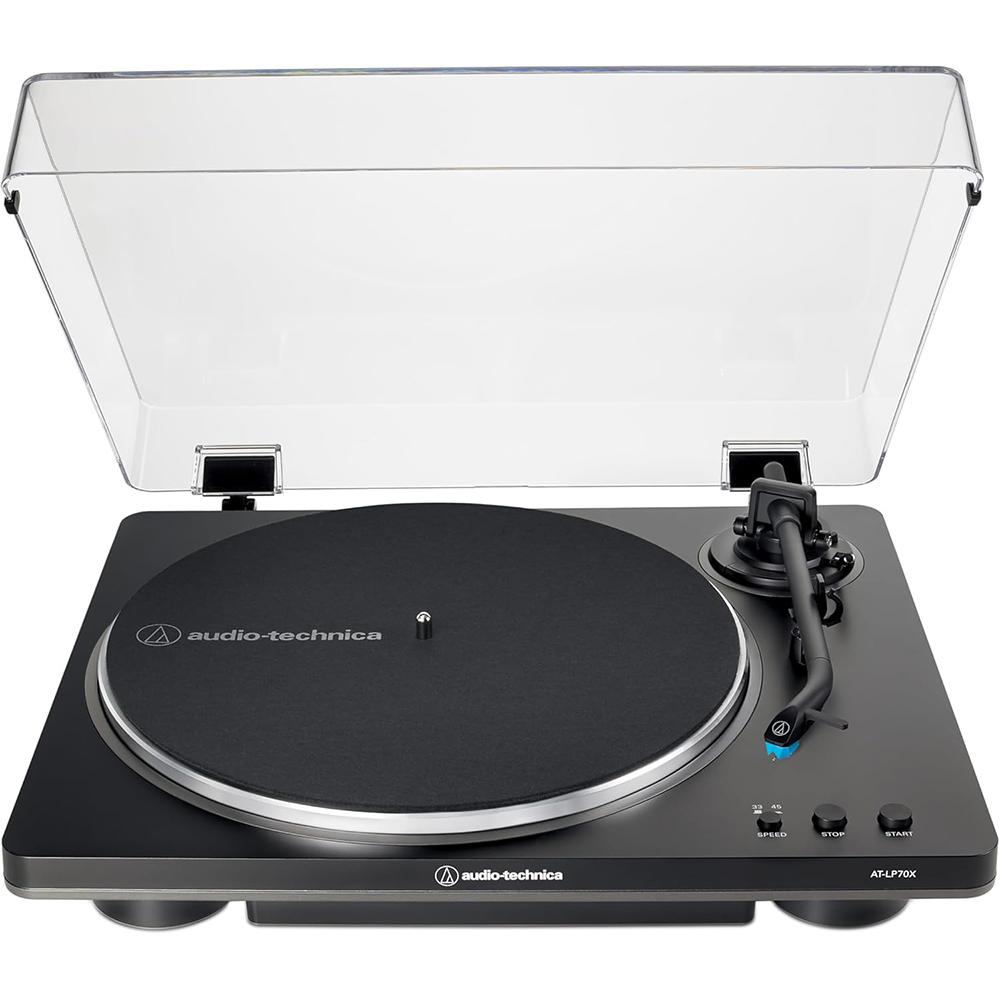 Audio-Technica Fully Automatic Belt-Drive Turntable Silver with Speaker Bundle