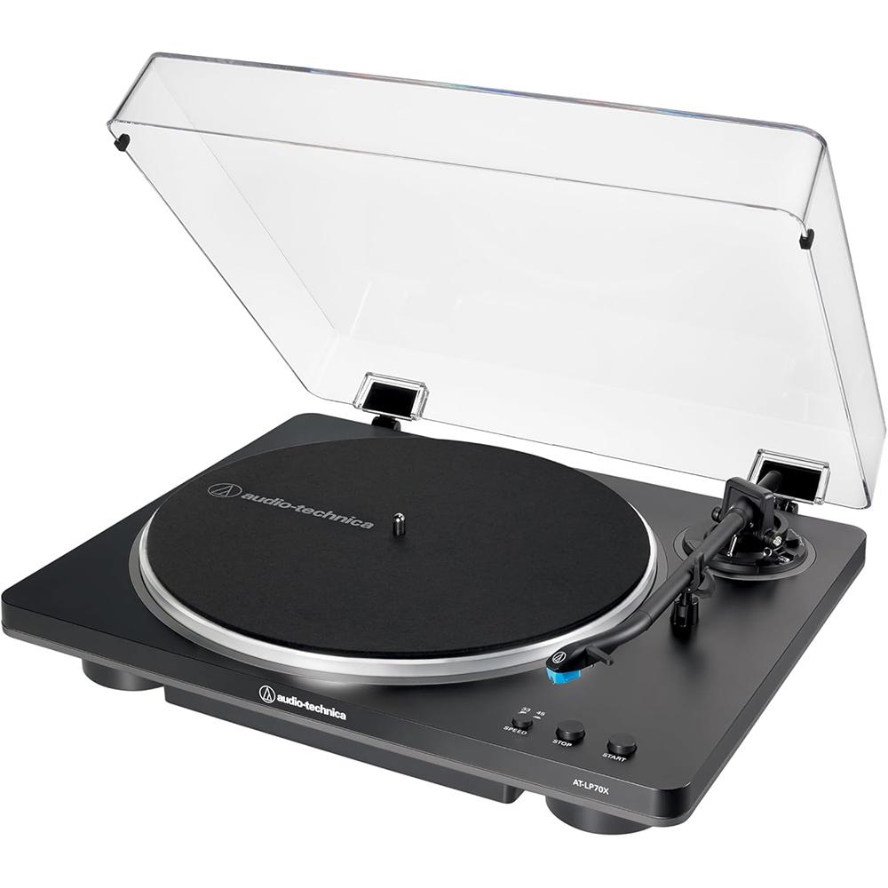 Audio-Technica Fully Automatic Belt-Drive Turntable Silver with Speaker Bundle