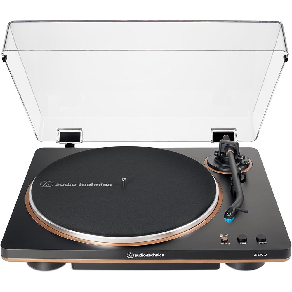 Audio-Technica Fully Automatic Belt-Drive Turntable Bronze with Speaker Bundle