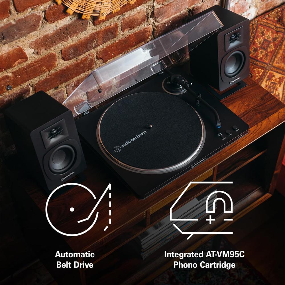 Audio-Technica Fully Automatic Belt-Drive Turntable Bronze with Speaker Bundle