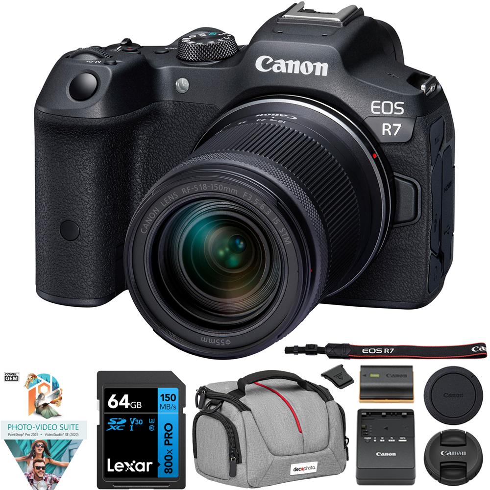 Canon EOS R7 Mirrorless Camera + RF-S 18-150MM F3.5-6.3 Lens + Accessories Bundle