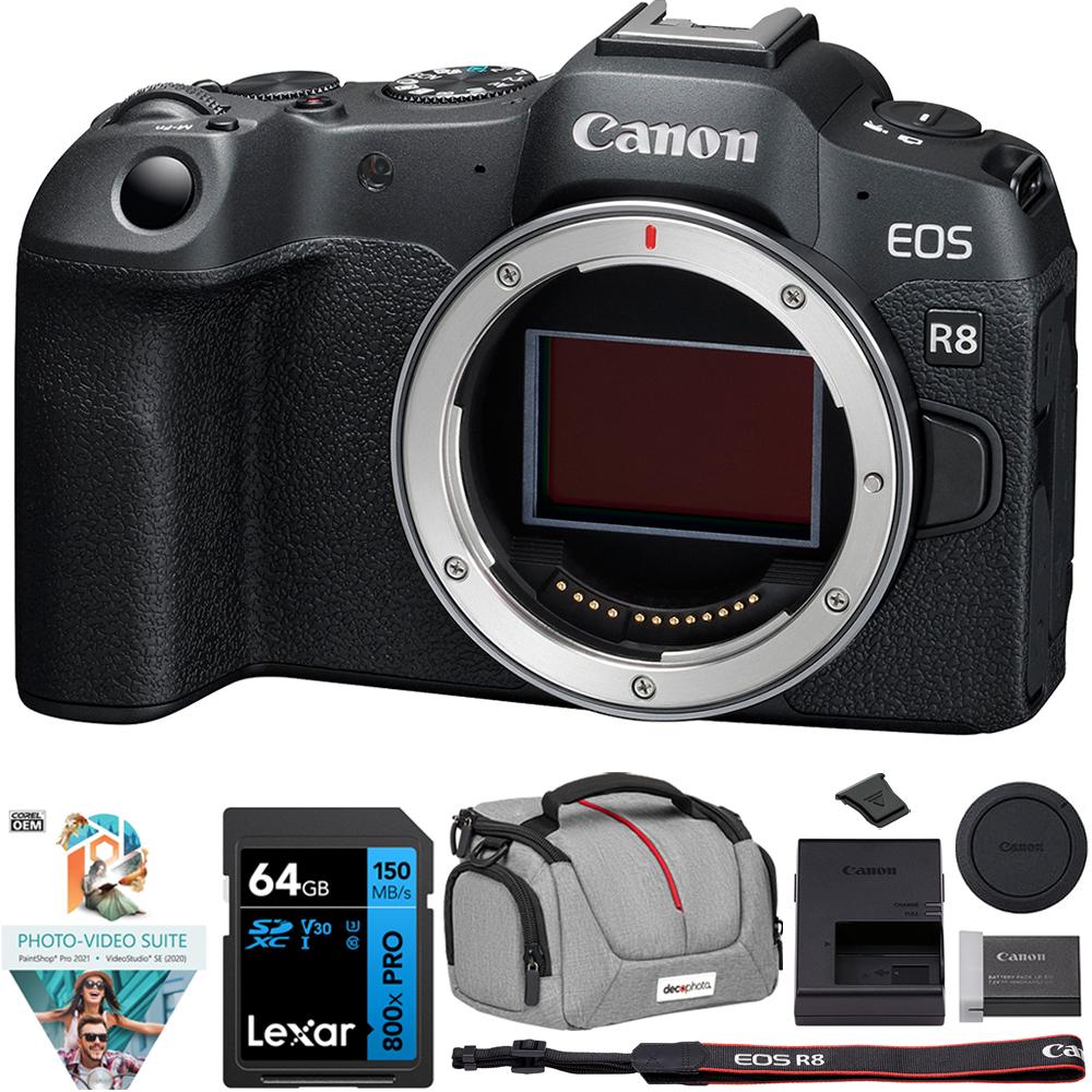 Canon EOS R8 Full Frame Mirrorless Camera Body Only 5803C002 + Accessories Bundle