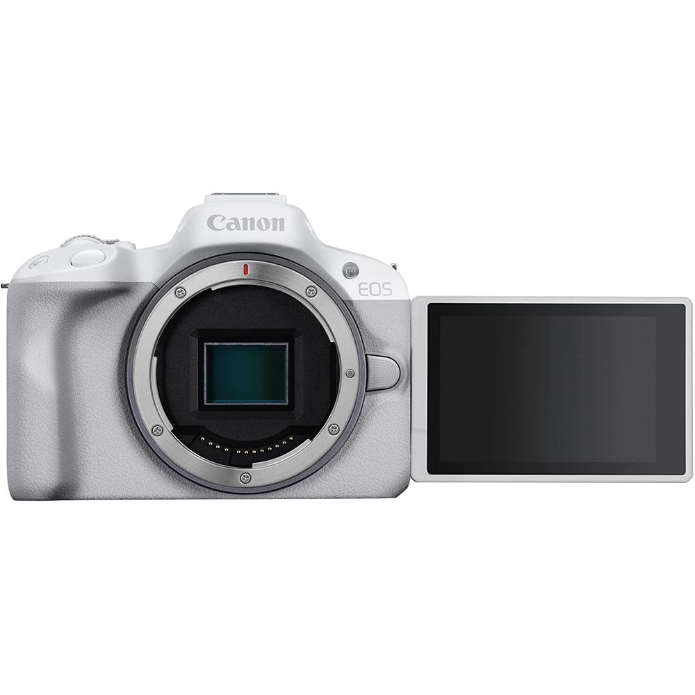 Canon EOS R50 Mirrorless Camera Body Only (White) 5812C002 + Accessories Bundle