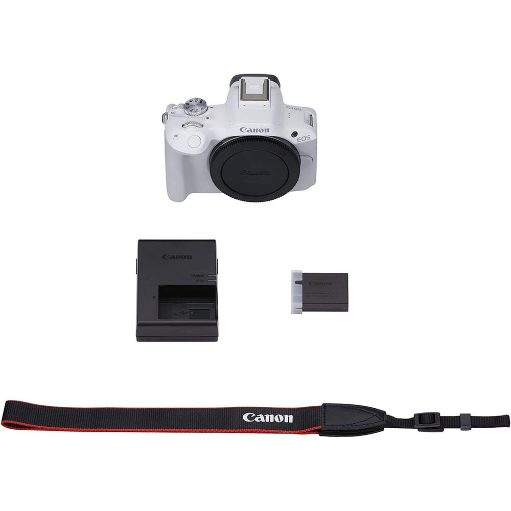 Canon EOS R50 Mirrorless Camera Body Only (White) 5812C002 + Accessories Bundle