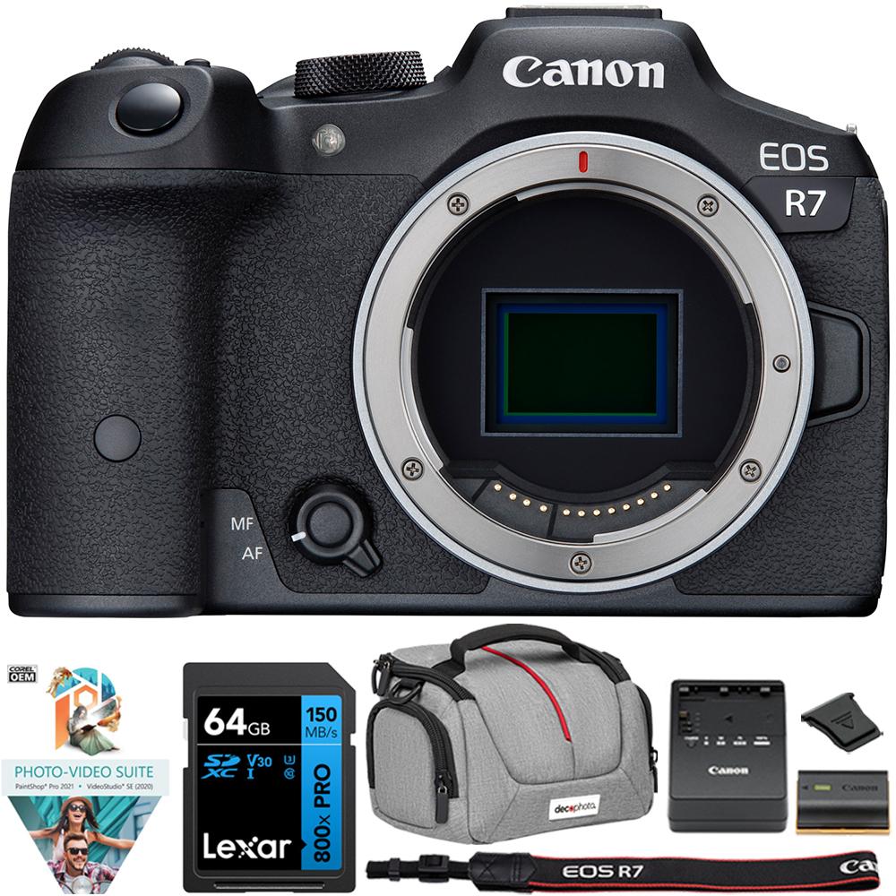 Canon EOS R7 Mirrorless APS-C Camera Body, 4K, 32.5 MP 5137C002 + Accessories Bundle