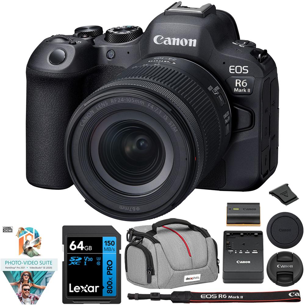 Canon R6 Mark II 24.2 MP Mirrorless Camera + 24-105mm IS STM Lens + Accessories Bundle
